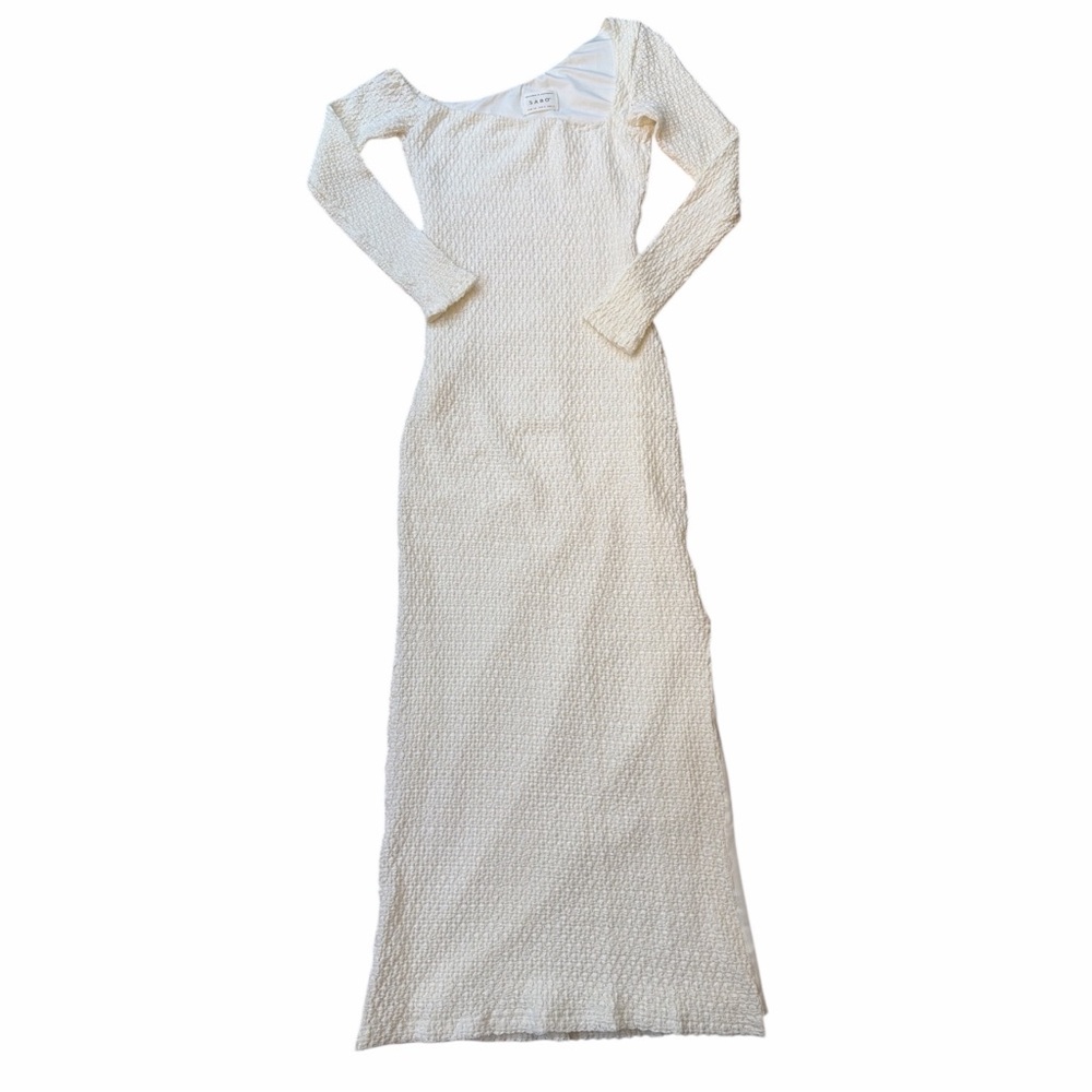 SABO Stasia Waffle Knit Long Sleeve Midi Dress